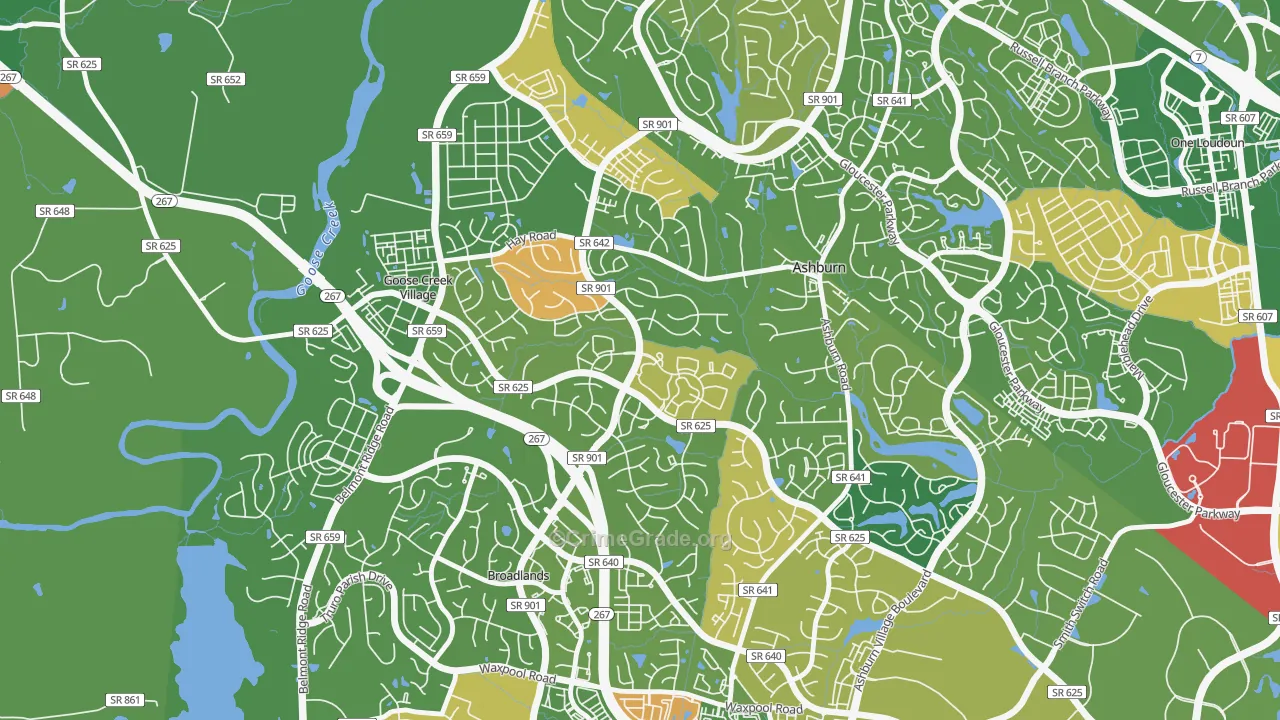 Ashburn Farm, Ashburn, VA Map of Arson Rates