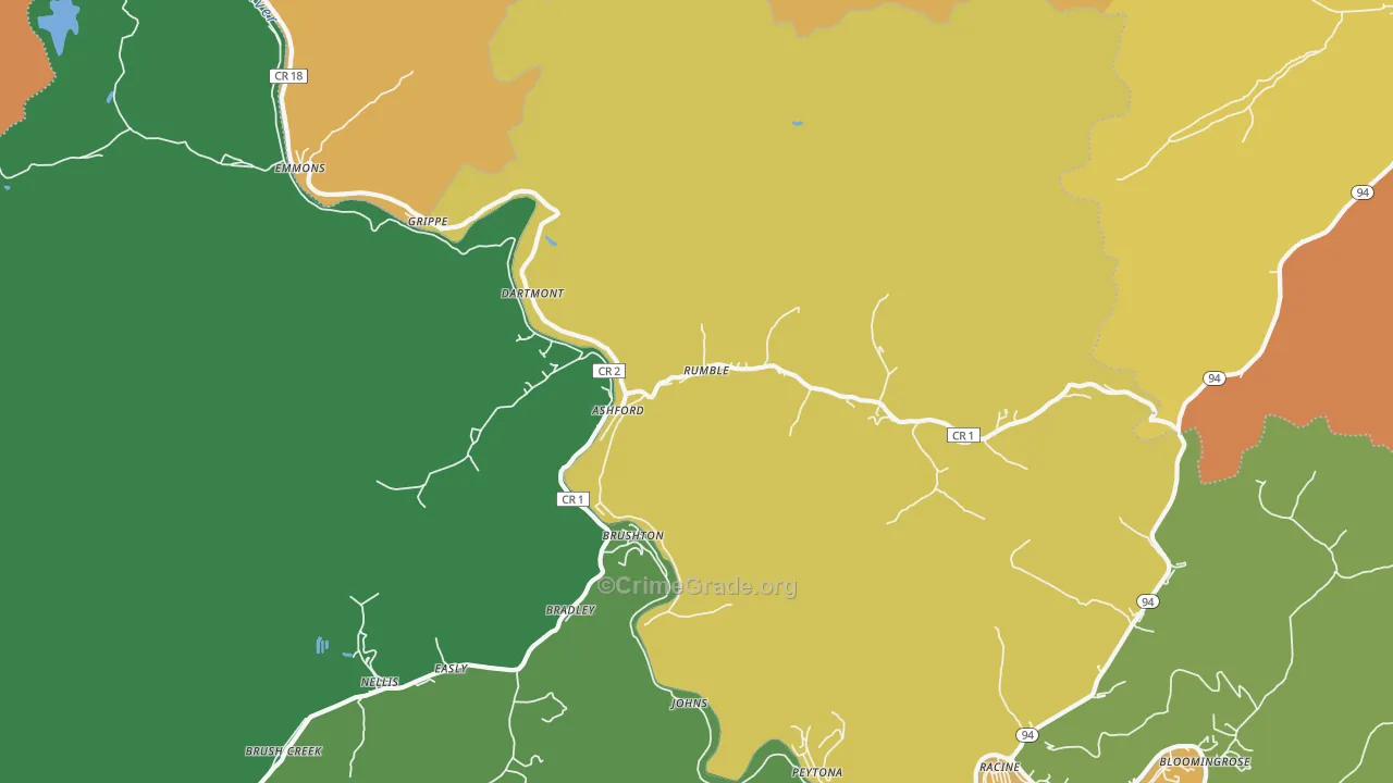Ashford, WV Map of Arson Rates