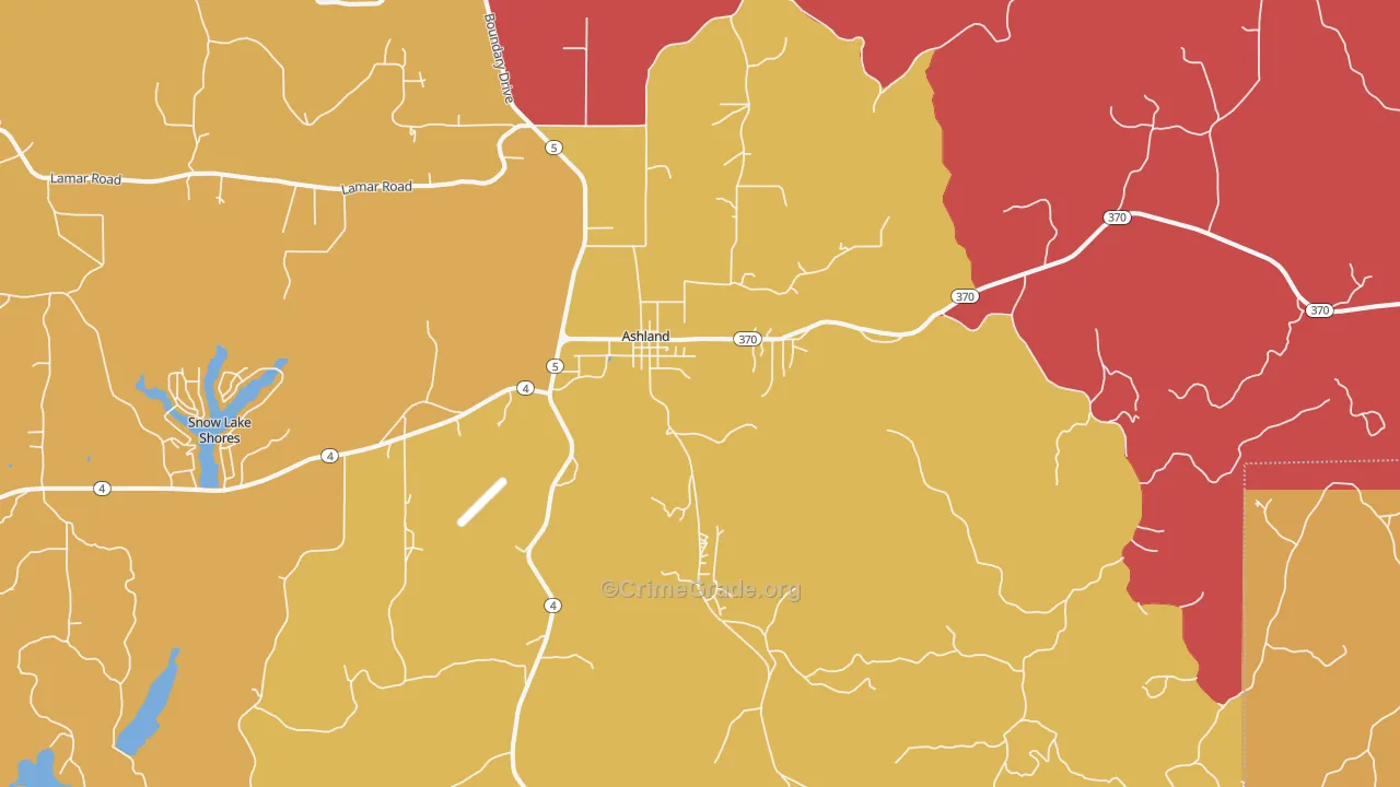 Ashland, MS Map of Arson Rates