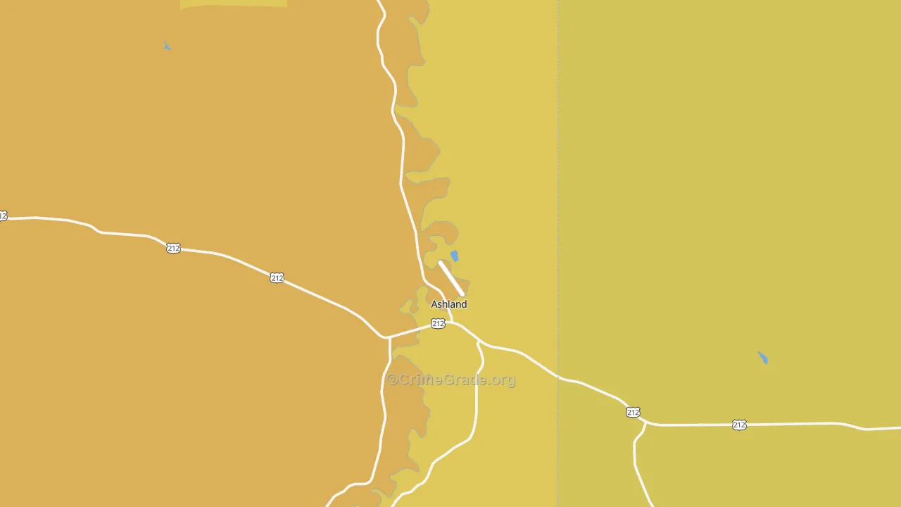 Ashland, MT Map of Arson Rates