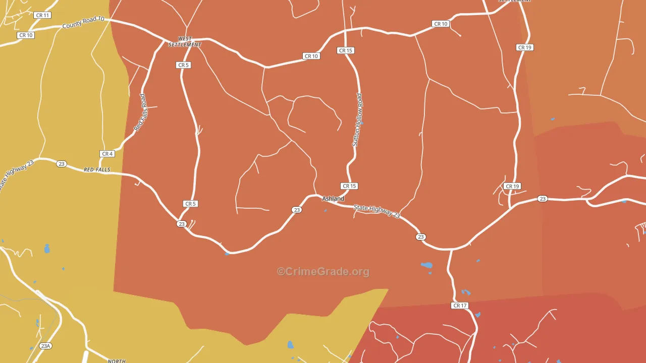 Ashland, NY Map of Arson Rates