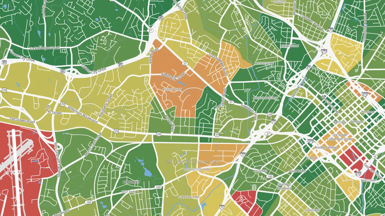 Ashley Park, Charlotte, NC Map of Arson Rates