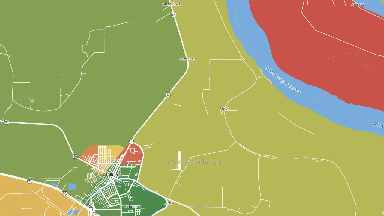 Ashly, LA Map of Arson Rates