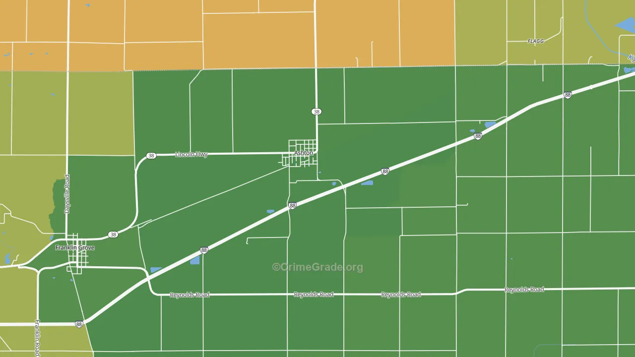 Ashton, IL Map of Arson Rates