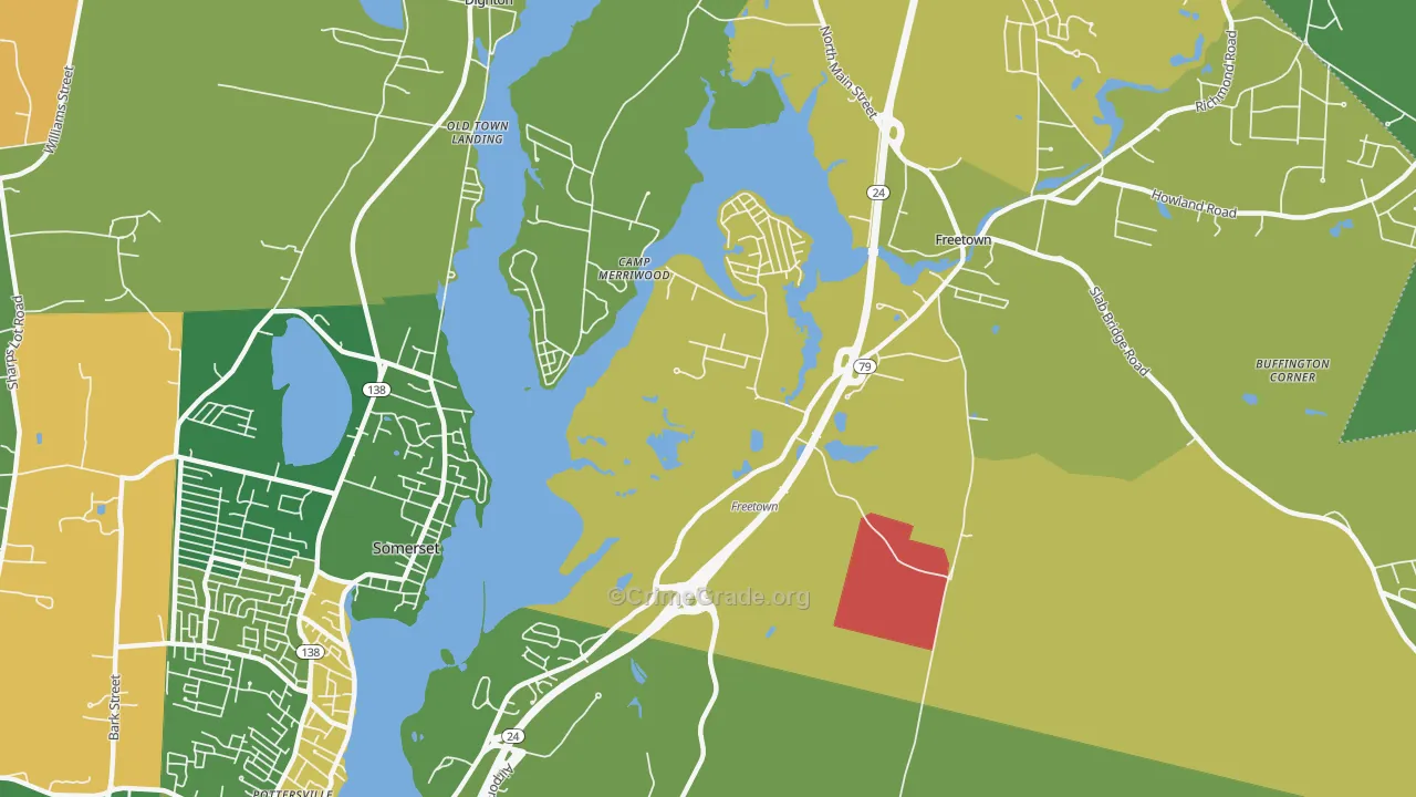 Assonet Bay Shores, MA Map of Arson Rates