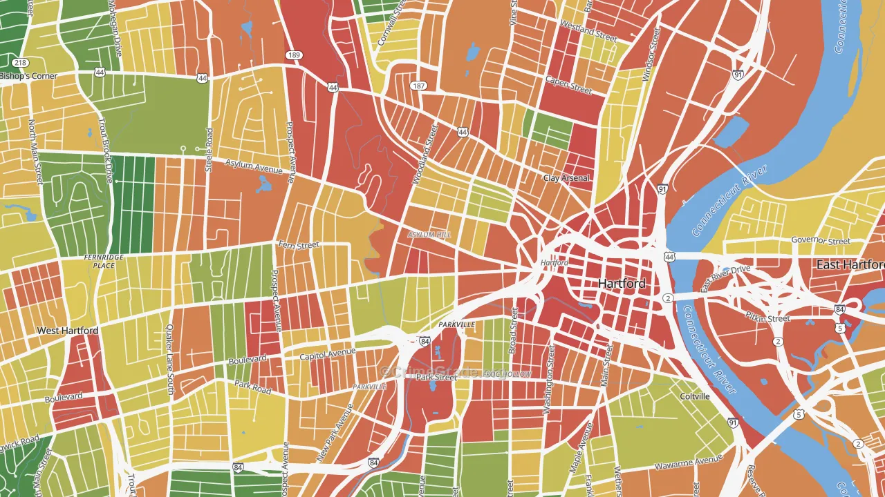 Asylum Hill, Hartford, CT Map of Arson Rates