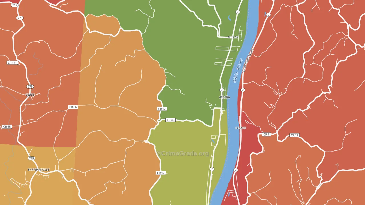 Athalia, OH Map of Arson Rates