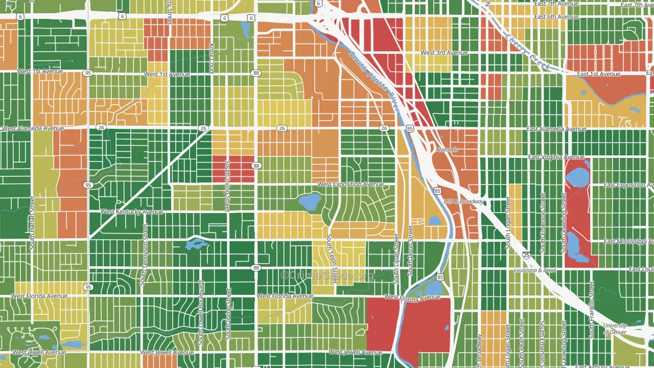 Athmar Park, Denver, CO Map of Arson Rates