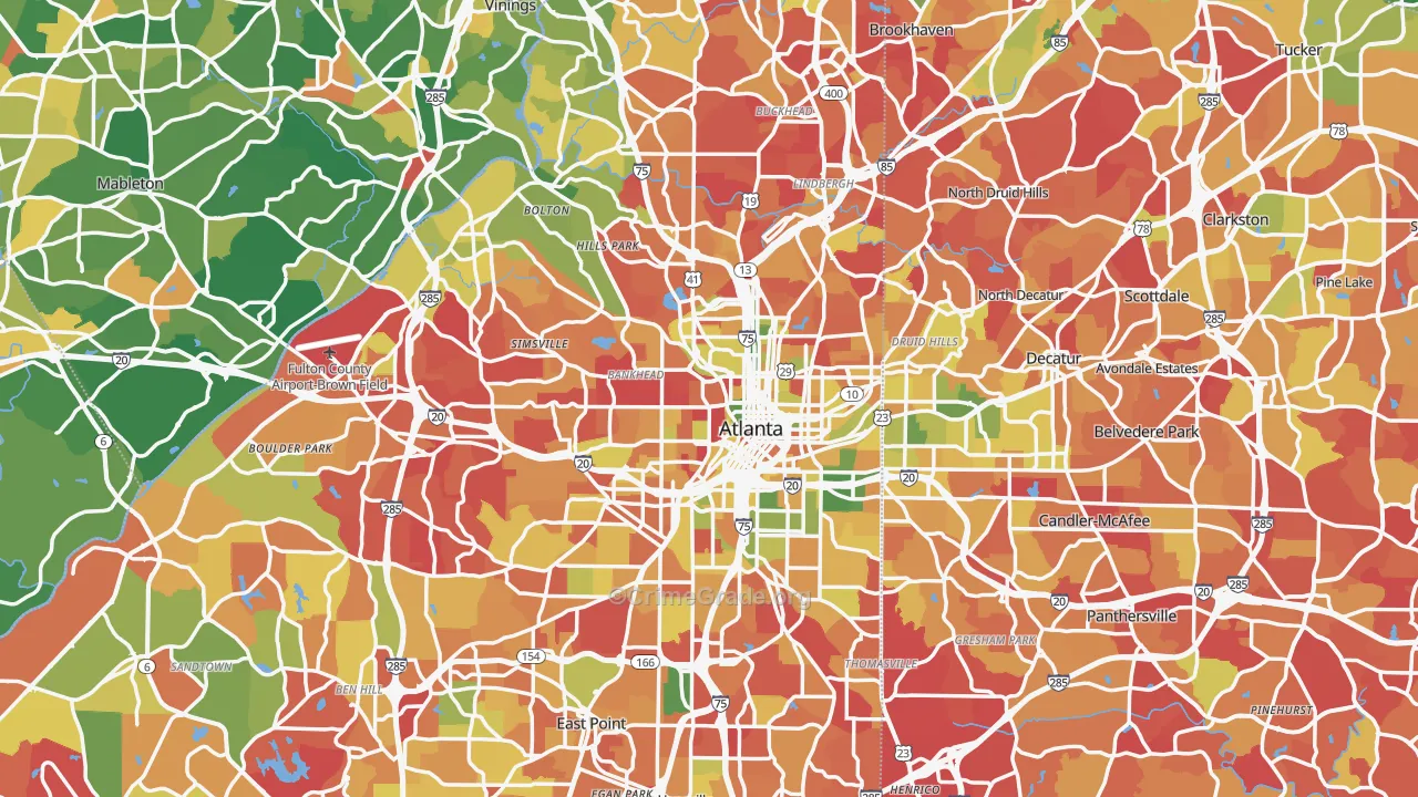 Atlanta, GA Map of Arson Rates