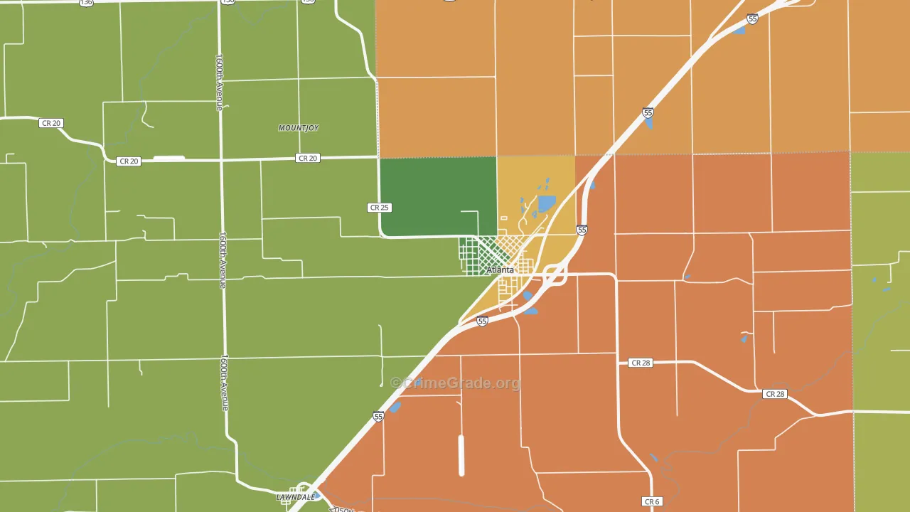 Atlanta, IL Map of Arson Rates