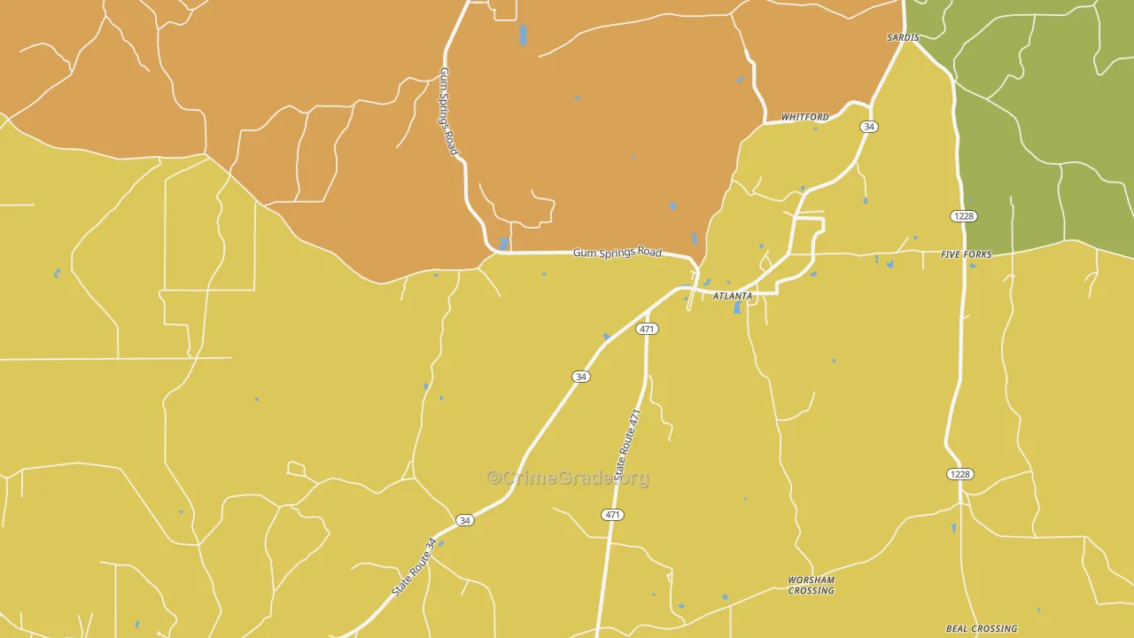 Atlanta, LA Map of Arson Rates