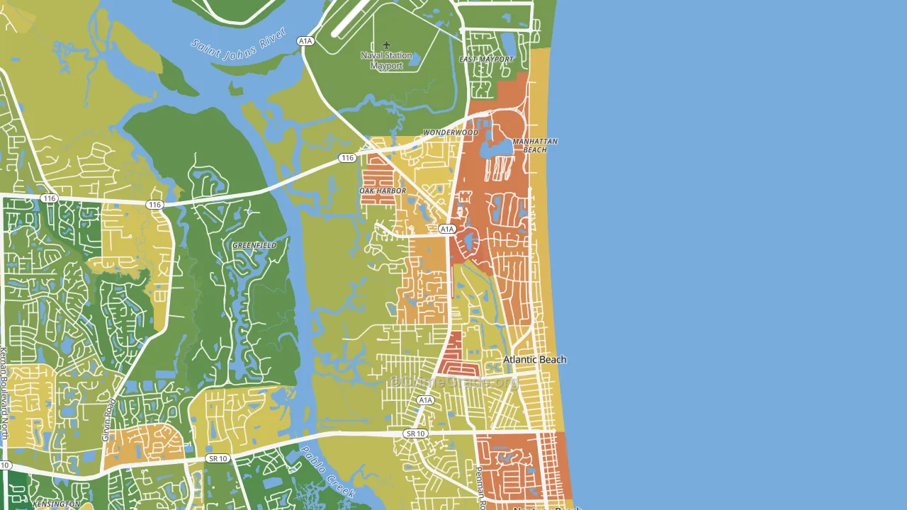 Atlantic Beach, FL Map of Arson Rates