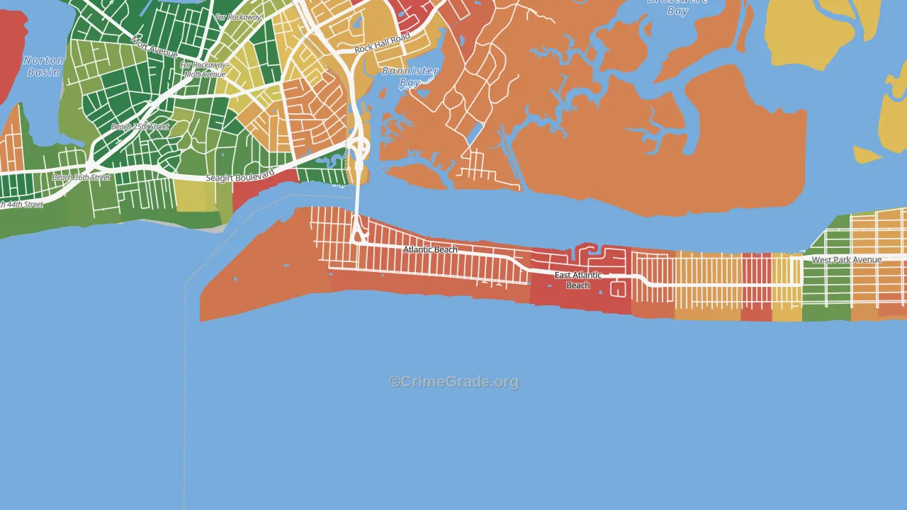 Atlantic Beach, NY Map of Arson Rates