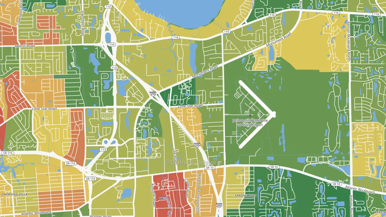 Atlantic Boulevard Estates, Jacksonville, FL Map of Arson Rates