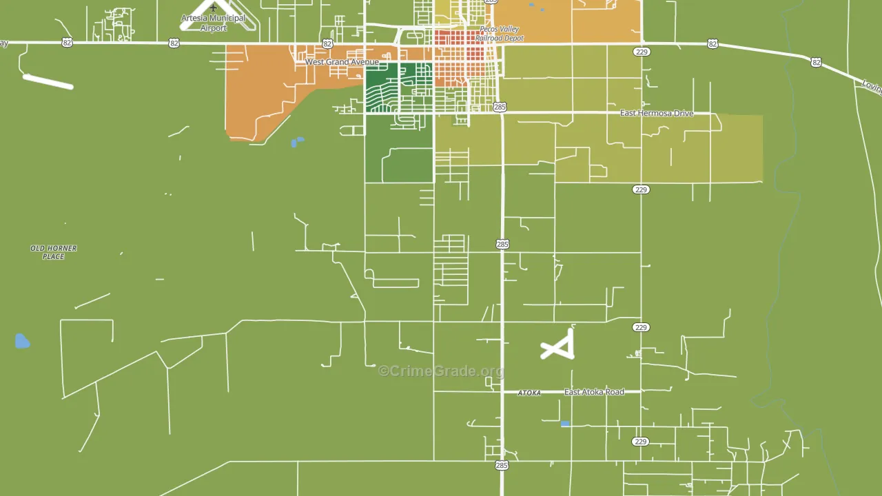 Atoka, NM Map of Arson Rates