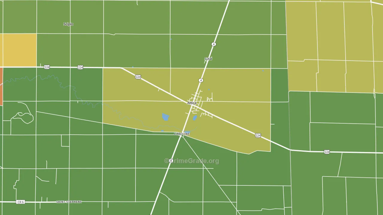 Attica, OH Map of Arson Rates