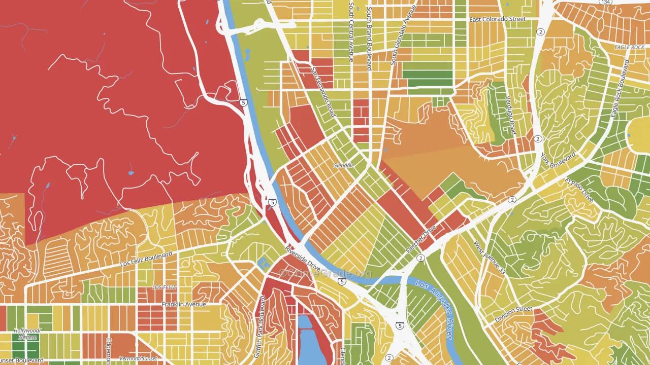 Atwater Village, Los Angeles, CA Map of Arson Rates