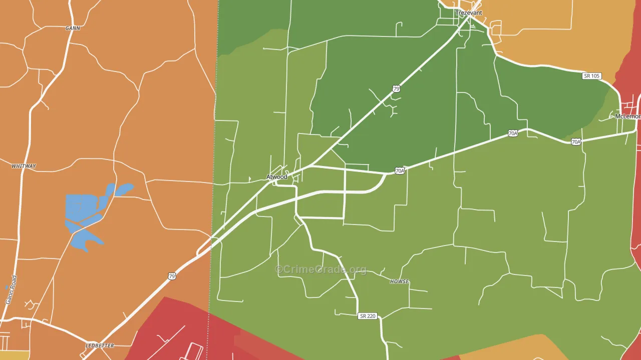 Atwood, TN Map of Arson Rates