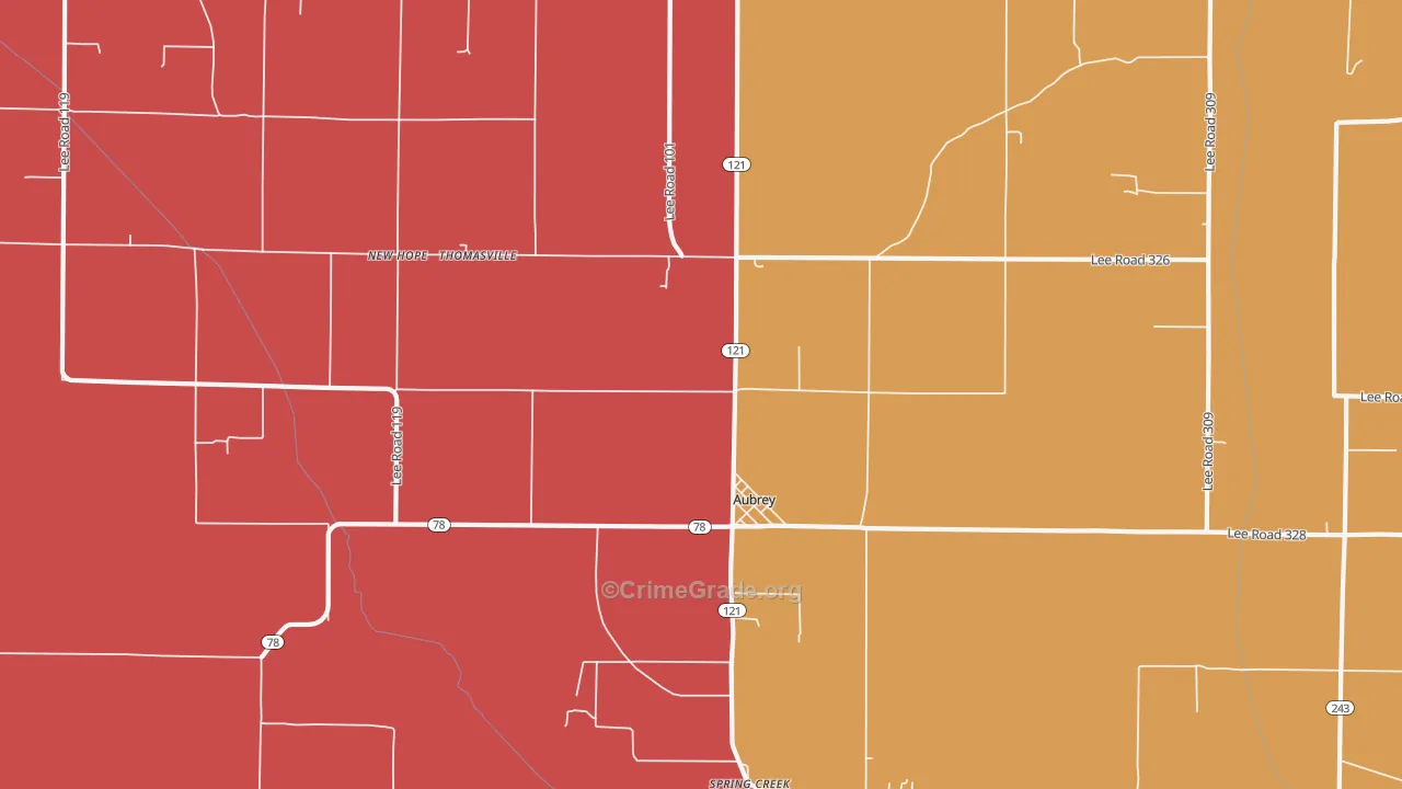 Aubrey, AR Map of Arson Rates