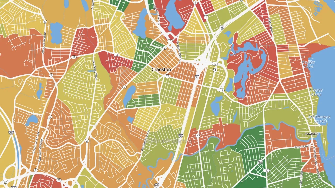 Auburn, Cranston, RI Map of Arson Rates