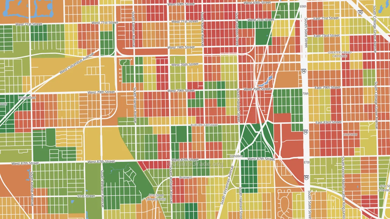 Auburn Gresham, Chicago, IL Map of Arson Rates