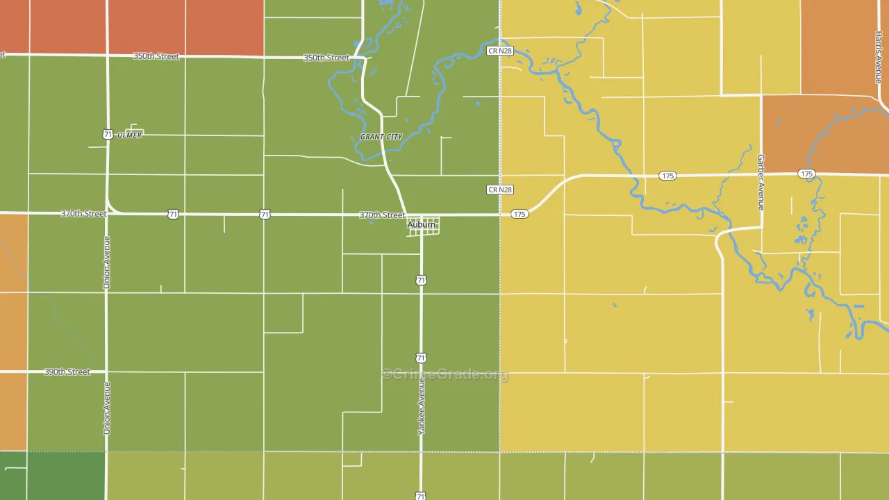 Auburn, IA Map of Arson Rates