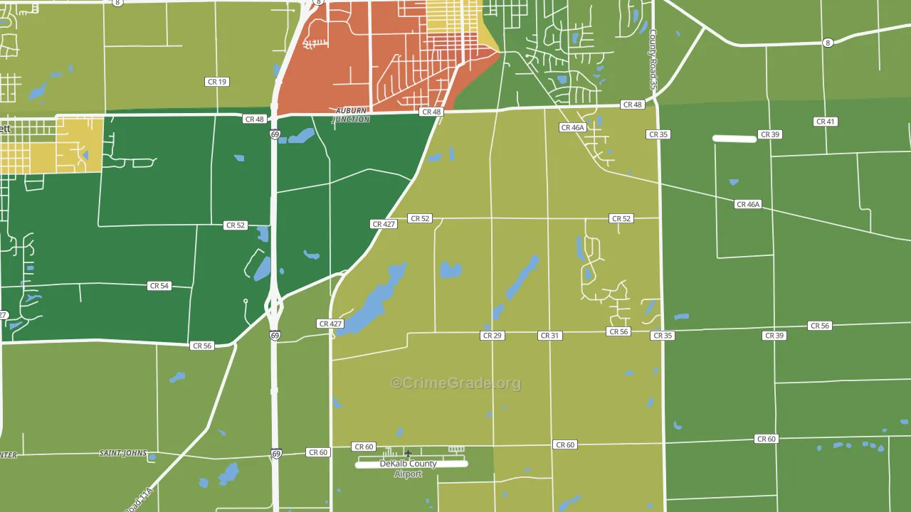 Auburn Junction, IN Map of Arson Rates
