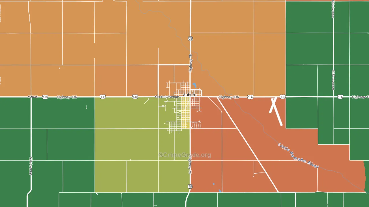 Auburn, NE Map of Arson Rates