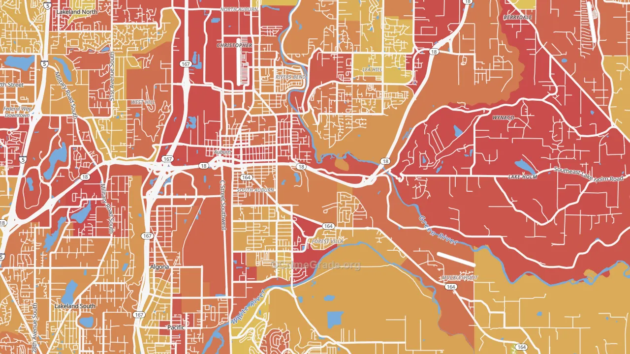 Auburn, WA Map of Arson Rates