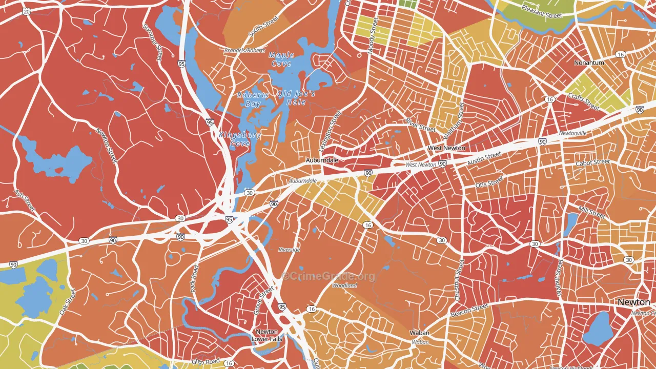 Auburndale, MA Map of Arson Rates