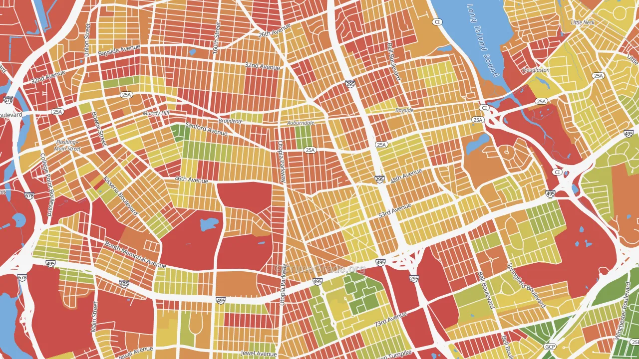 Auburndale, Queens, NY Map of Arson Rates