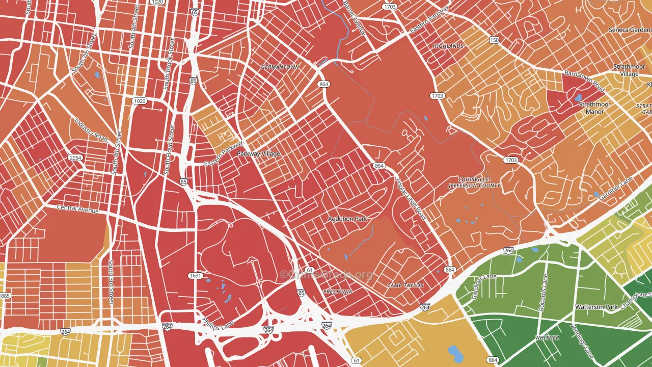 Audubon, Louisville, KY Map of Arson Rates