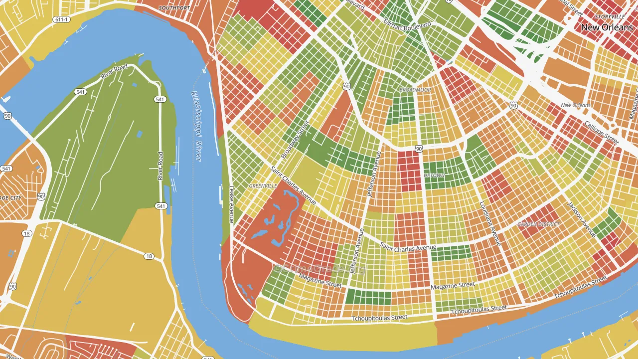 Audubon, New Orleans, LA Map of Arson Rates