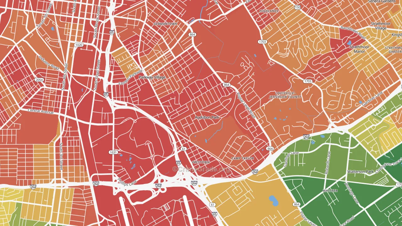 Audubon Park, KY Map of Arson Rates