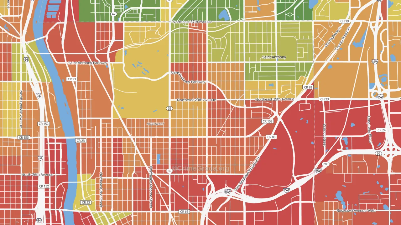 Audubon Park, Minneapolis, MN Map of Arson Rates
