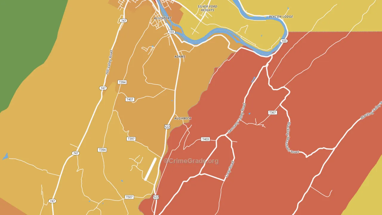 Aughwick, PA Map of Arson Rates