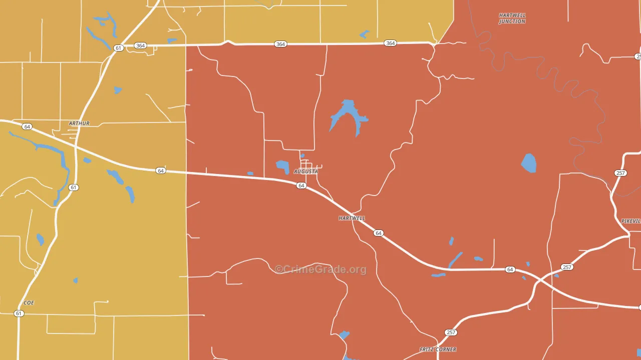 Augusta, IN Map of Arson Rates