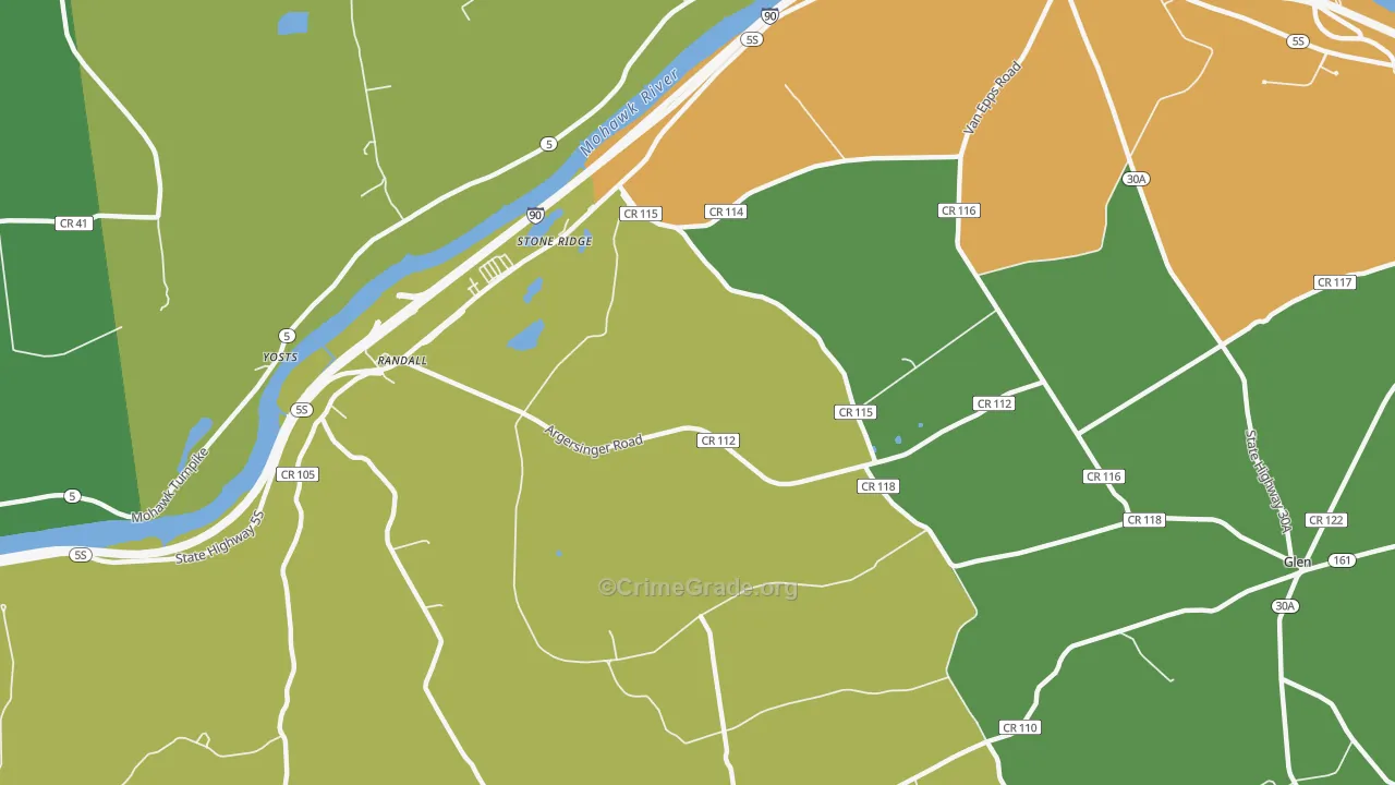 Auriesville, NY Map of Arson Rates