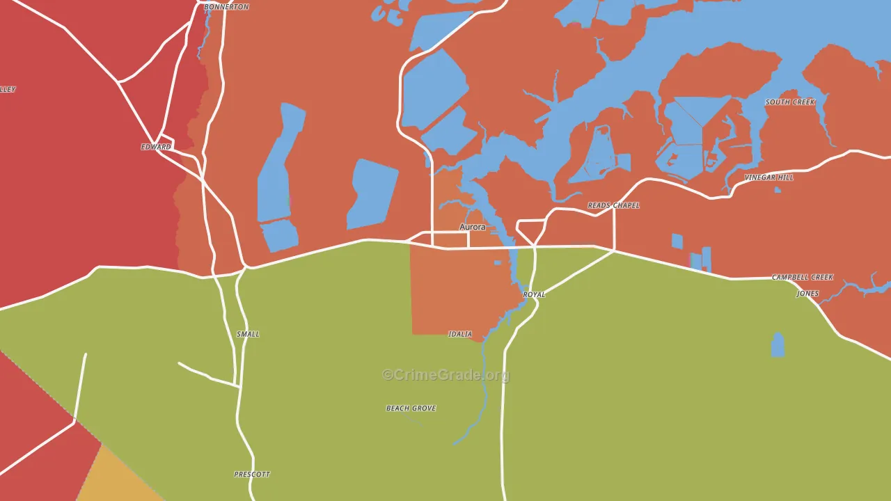 Aurora, NC Map of Arson Rates