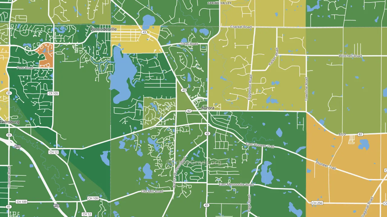 Aurora, OH Map of Arson Rates