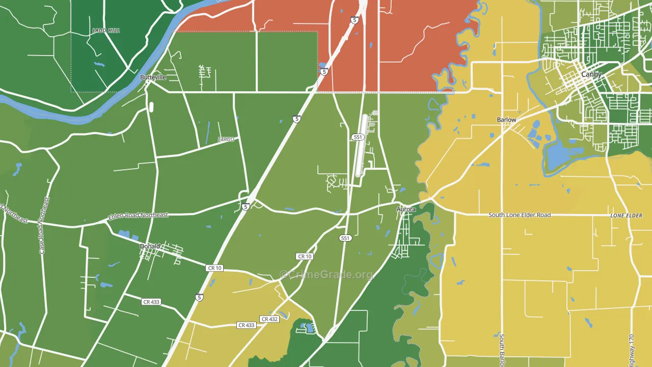 Aurora, OR Map of Arson Rates