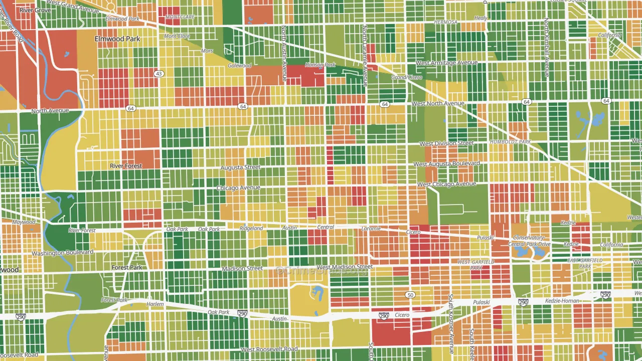 Austin, Chicago, IL Map of Arson Rates
