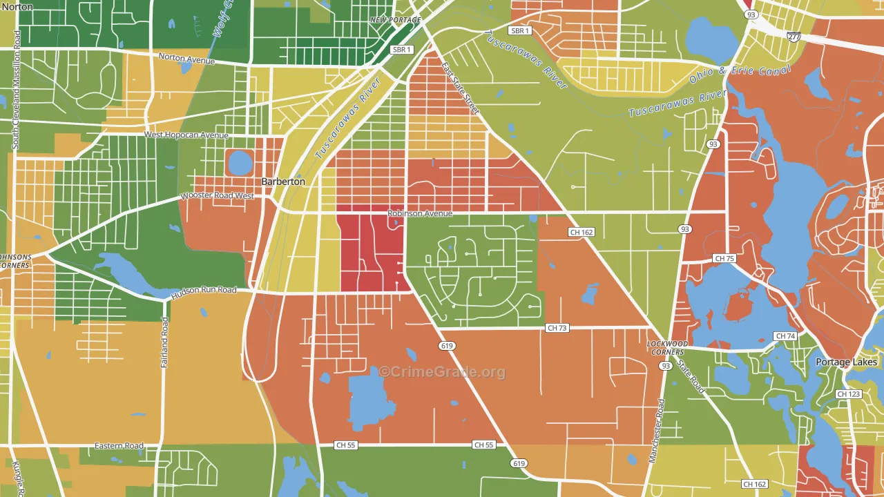 Austin Estates, Barberton, OH Map of Arson Rates