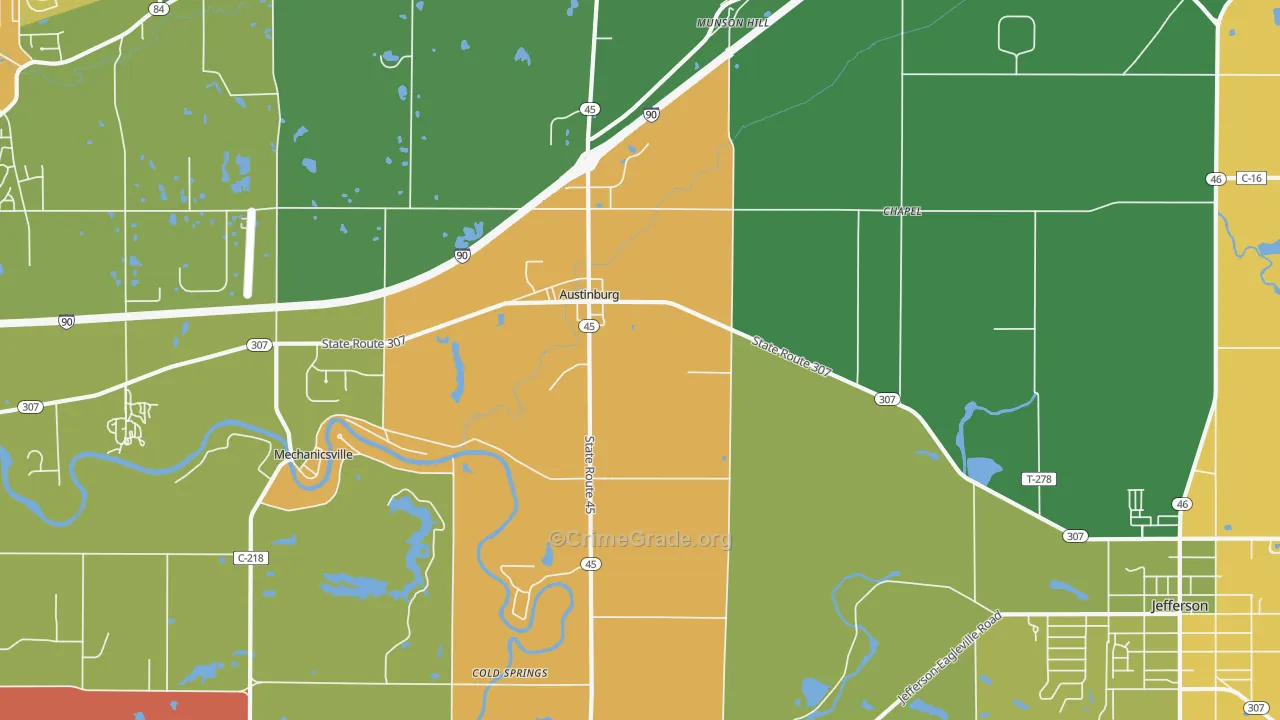 Austinburg, OH Map of Arson Rates