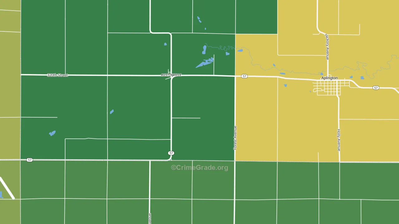 Austinville, IA Map of Arson Rates