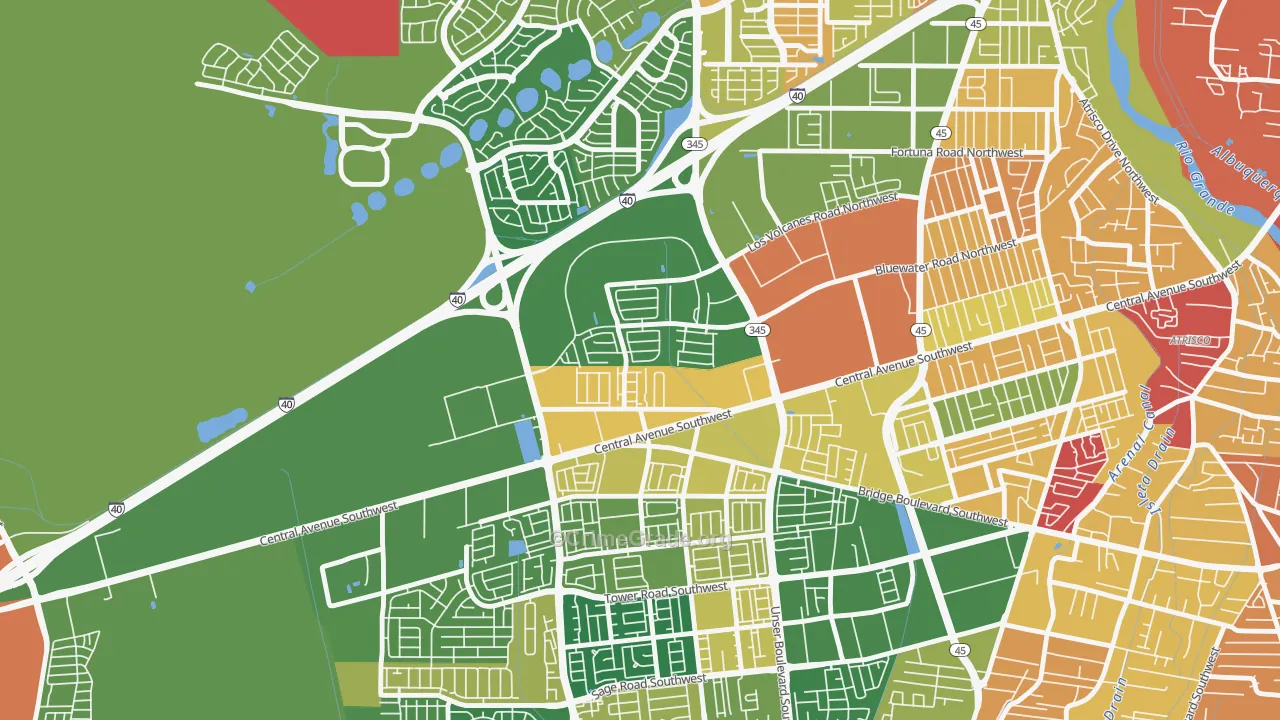 Avalon, Albuquerque, NM Map of Arson Rates