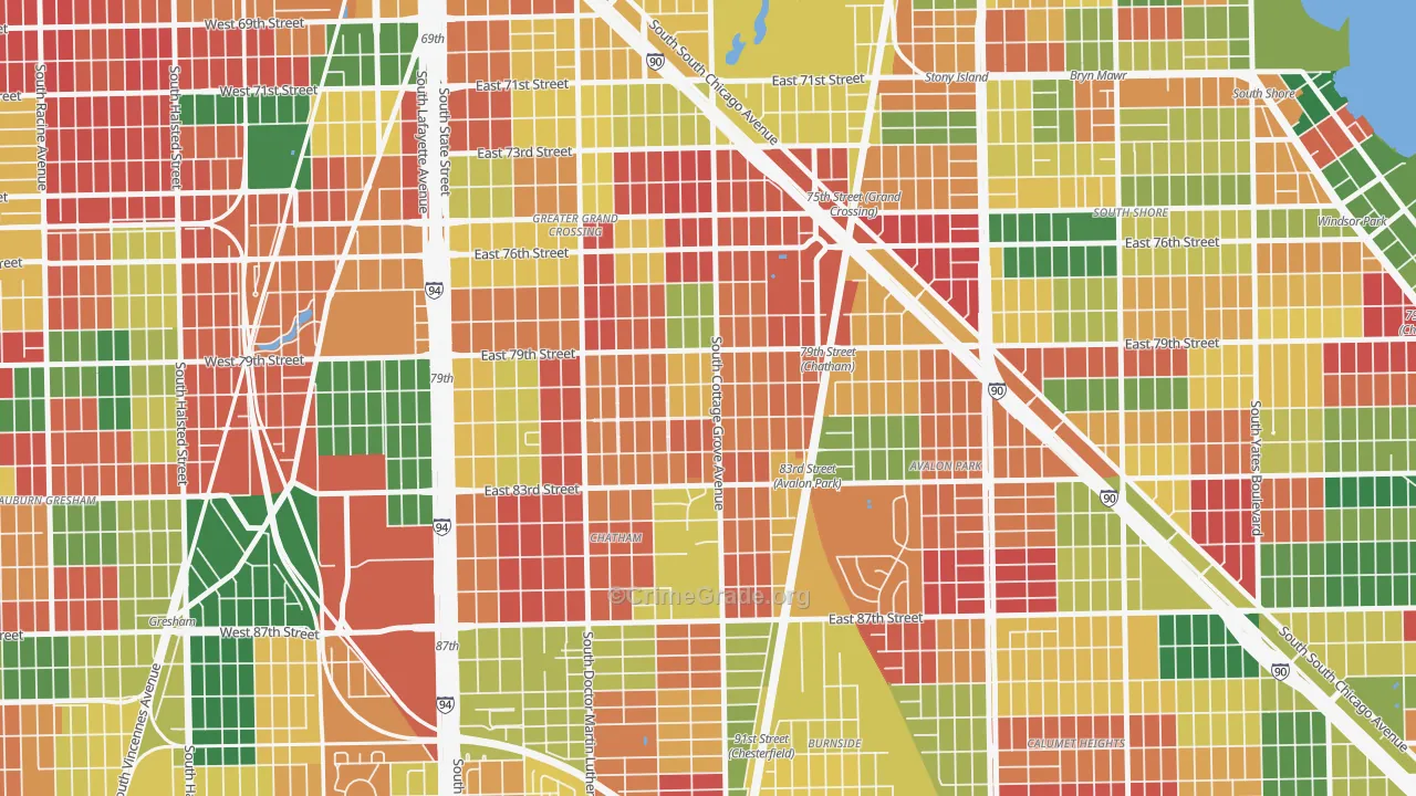 Avalon Highlands, Chicago, IL Map of Arson Rates