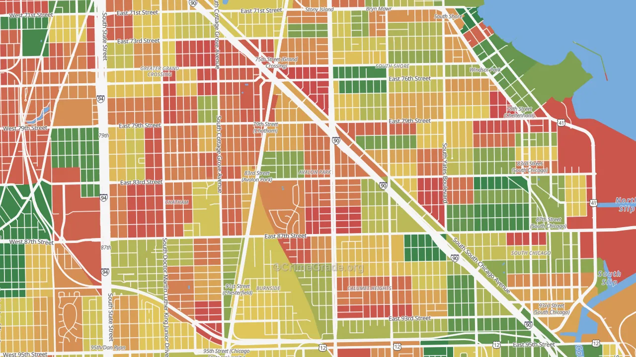 Avalon Park, Chicago, IL Map of Arson Rates