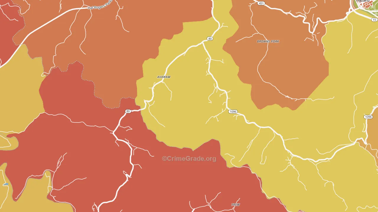 Avawam, KY Map of Arson Rates