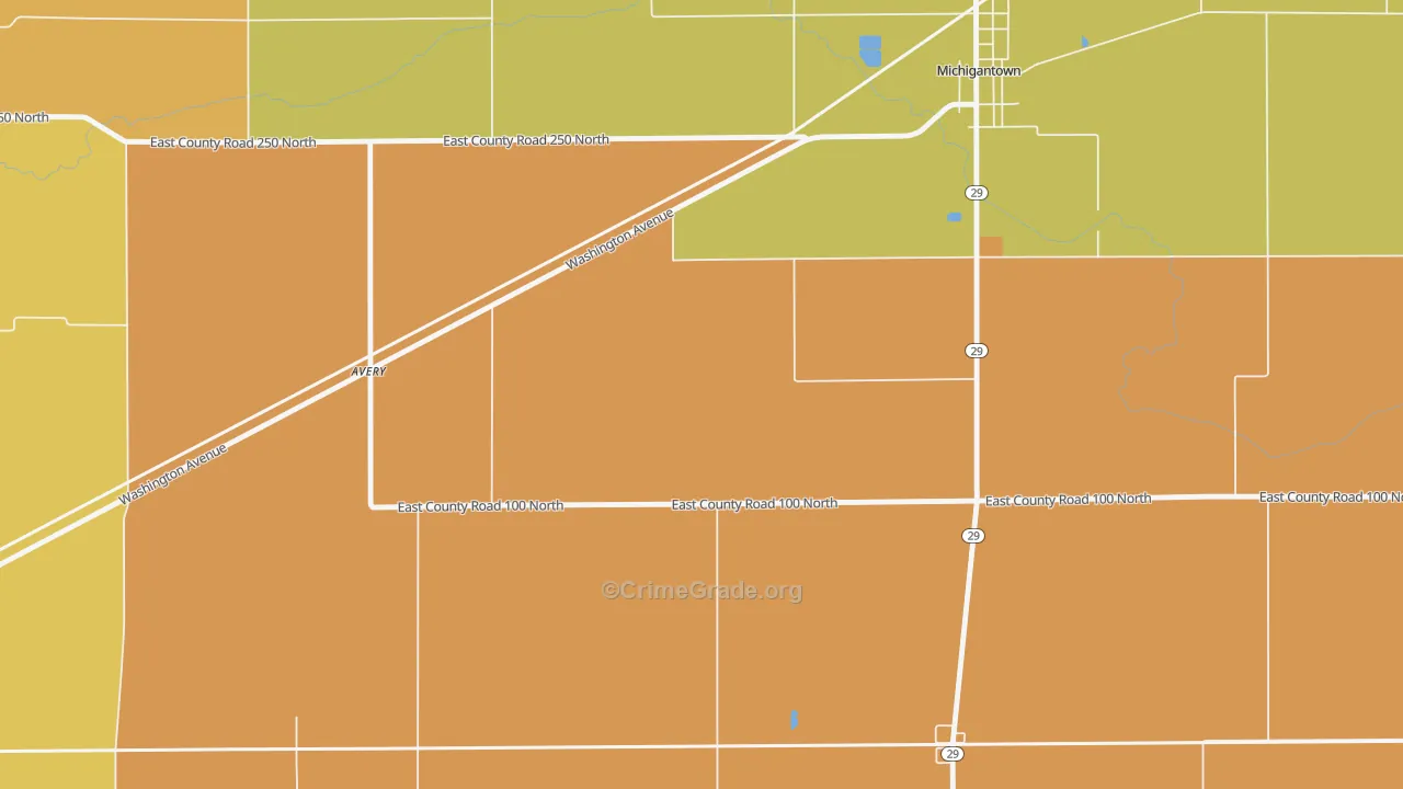 Avery, IN Map of Arson Rates